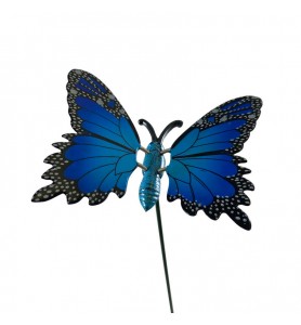Papillon Bleu Sur Tige Métal