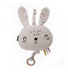 Lapin rose coussin musical